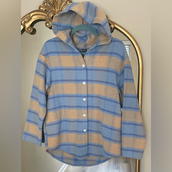 WILD FABLE WOMEN'S PLAID LONG SLEEVE HOODED SNAP FRONT SHIRT JACKET SHACKET - Picture 2 of 5